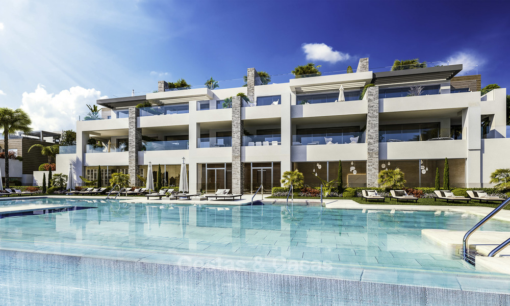 Nieuwe moderne luxe appartementen met prachtig zeezicht koop, eerstelijns golf positie, Marbella. Opgeleverd. Laatste! 11606