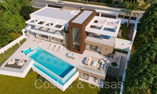 Moderne nieuwbouwvilla in aanbouw, met panoramisch zeezicht te koop in Manilva, Costa del Sol 64623 