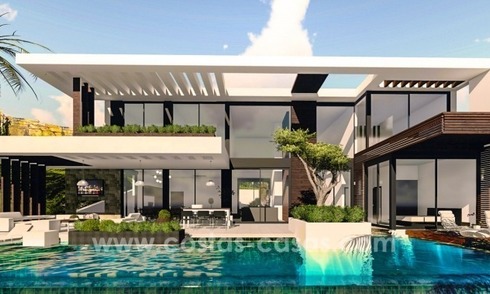 Nieuwe moderne design villa´s te koop met golf- en zeezicht in Marbella – Benahavis 