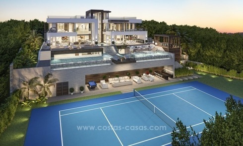 Nieuwe moderne villa te koop met tennis in Nueva Andalucia te Marbella 