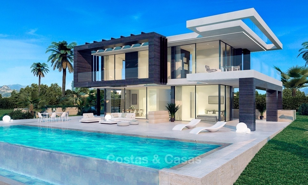 Nieuwe moderne villa te koop, Eerstelijn golf met zeezicht in Estepona, Costa del Sol 352