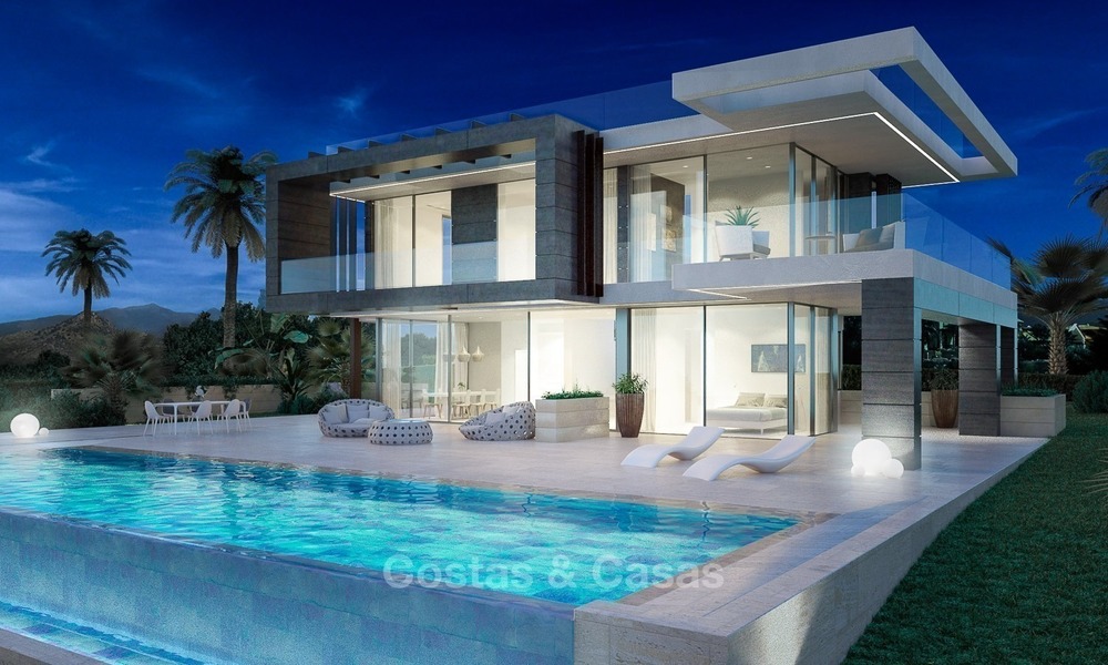 Nieuwe moderne villa te koop, Eerstelijn golf met zeezicht in Estepona, Costa del Sol 357