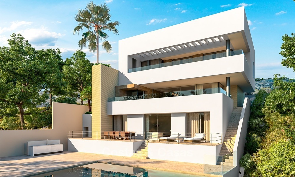 Unieke kans om een Moderne, Luxe Villa in Aanbouw te kopen met Zee- en Golf zicht, in Benahavis, Marbella 2293