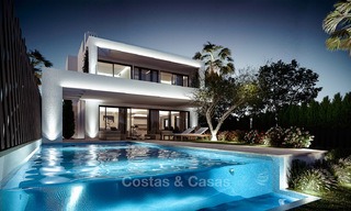7 nieuwe modern-eigentijdse villa's te koop in een exclusieve urbanisatie, aan de Golden Mile, Marbella 4856 