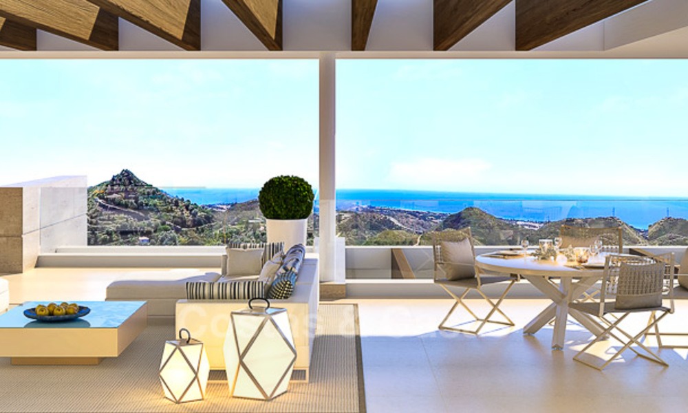 Modern-eigentijdse luxe appartementen met adembenemende zeezichten te koop, op korte rijafstand van het centrum van Marbella. 4961