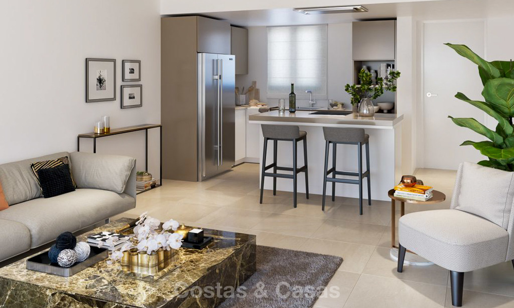 Nieuwe moderne luxe appartementen met zeezicht te koop, Marbella. Op loopafstand van golf en strand. 5115
