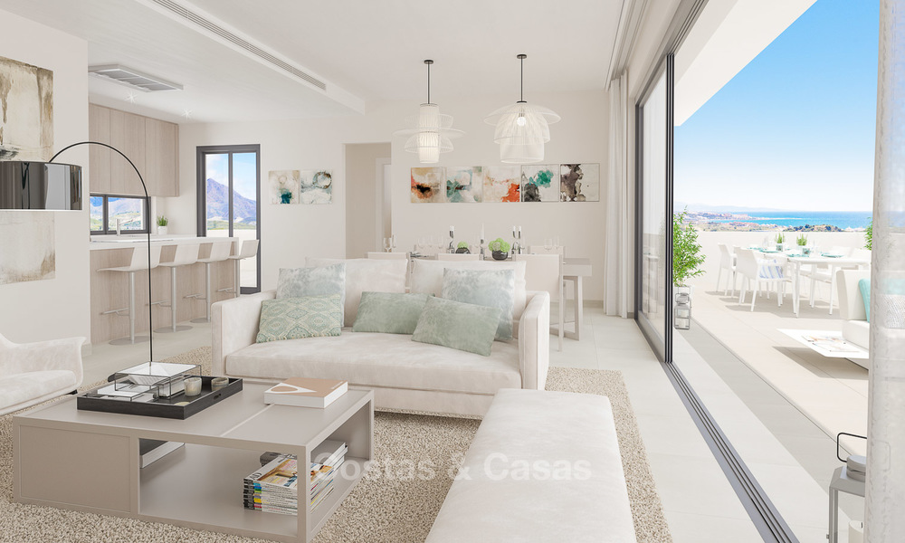 Nieuwe, avant-garde golf appartementen en schakelvilla’s te koop, adembenemend uitzicht op zee, Casares, Costa del Sol 5720