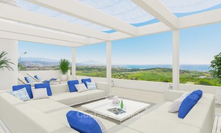 Nieuwe, avant-garde geschakelde huizen te koop, adembenemend uitzicht op zee, Casares, Costa del Sol 6113 