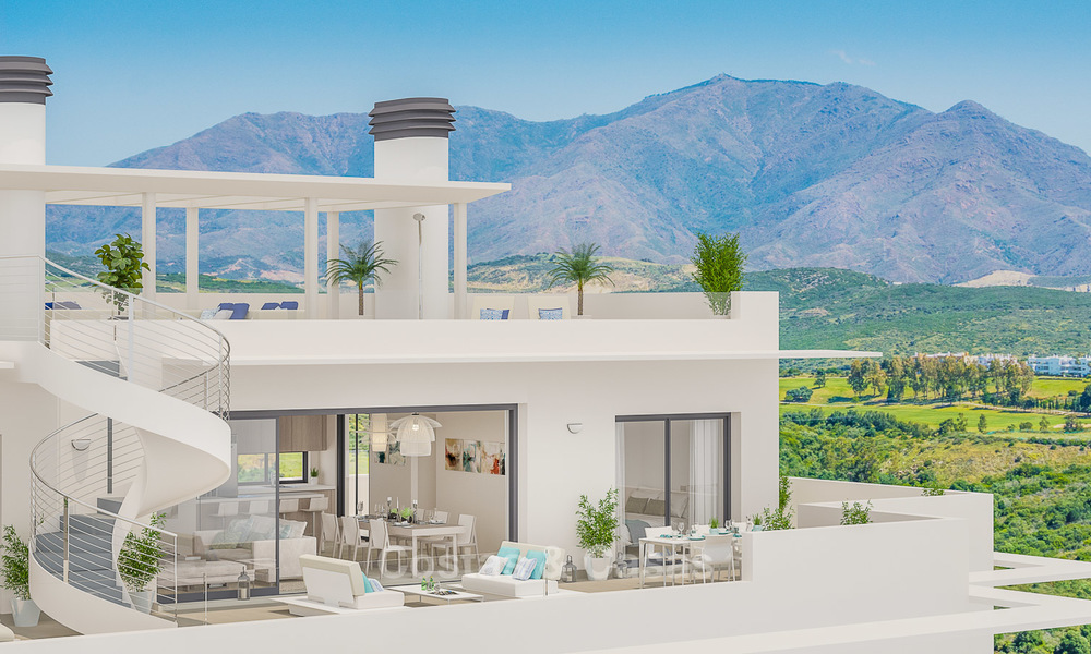Nieuwe, avant-garde geschakelde huizen te koop, adembenemend uitzicht op zee, Casares, Costa del Sol 6114