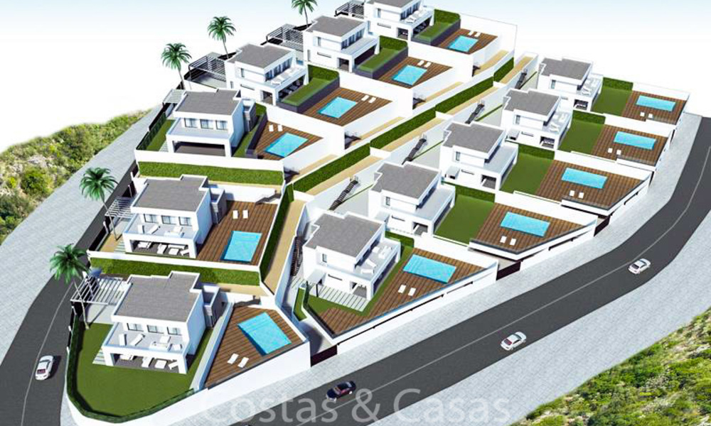 Aantrekkelijke nieuwe moderne luxe villa's te koop, met uitzicht op zee en golf, Manilva, Costa del Sol 6297