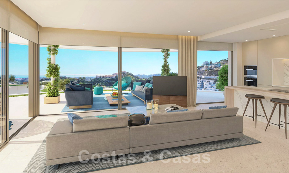 Prachtige nieuwe eigentijdse luxe appartementen te koop, met een uitzonderlijk uitzicht op zee, golf en bergen, Benahavis - Marbella 31071