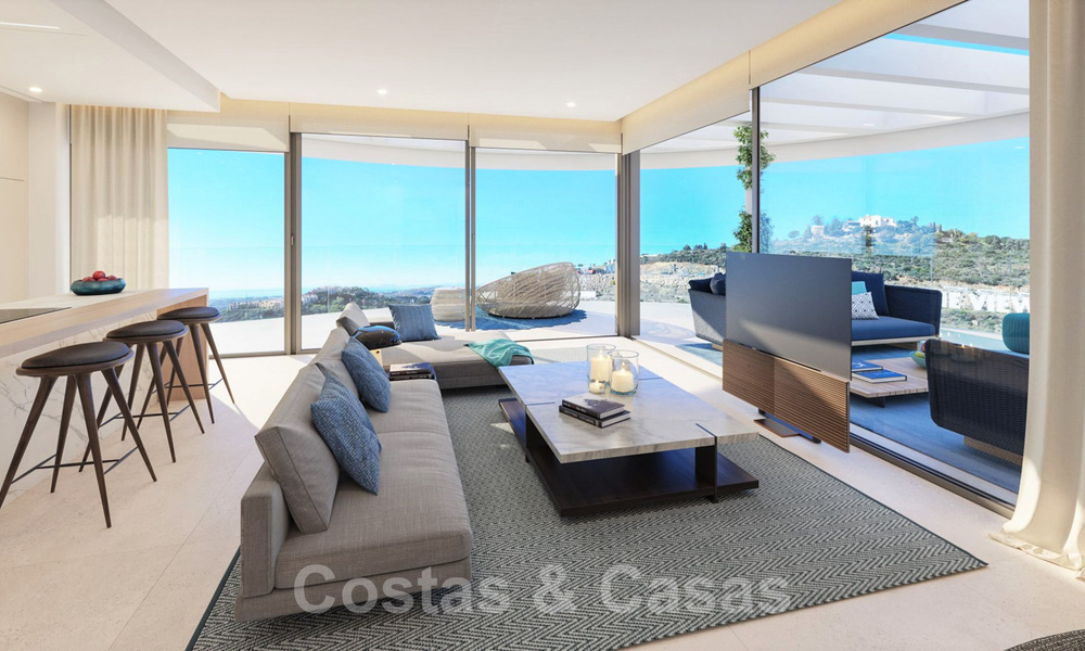 Prachtige nieuwe eigentijdse luxe appartementen te koop, met een uitzonderlijk uitzicht op zee, golf en bergen, Benahavis - Marbella 31074