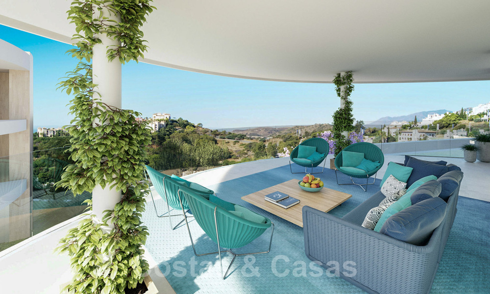 Prachtige nieuwe eigentijdse luxe appartementen te koop, met een uitzonderlijk uitzicht op zee, golf en bergen, Benahavis - Marbella 31088