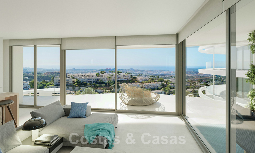 Prachtige nieuwe eigentijdse luxe appartementen te koop, met een uitzonderlijk uitzicht op zee, golf en bergen, Benahavis - Marbella 31089