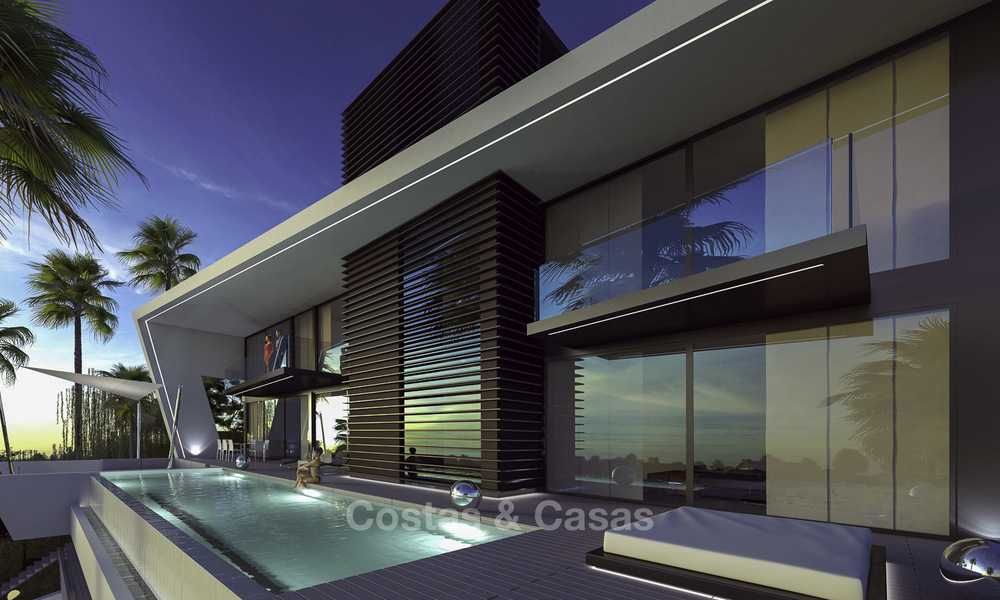Kavel + moderne nieuwe luxe villa met panoramisch zeezicht te koop, Marbella 19345