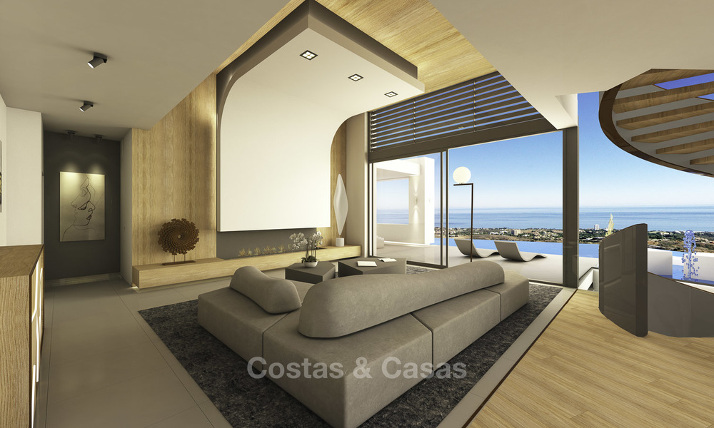 Indrukwekkende minimalistische nieuwbouw villa met panoramisch zeezicht te koop, Marbella 19341