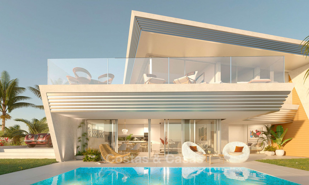 Prachtige nieuwe eigentijdse schakelvilla´s met uitzicht op zee te koop, in een prestigieus resort - Mijas Costa, Costa del Sol 7622