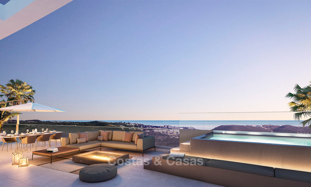 Nieuwe moderne frontline golf appartementen met uitzicht op zee te koop in een luxe resort in Mijas, Costa del Sol. Instapklaar! Laatste penthouses! 8962