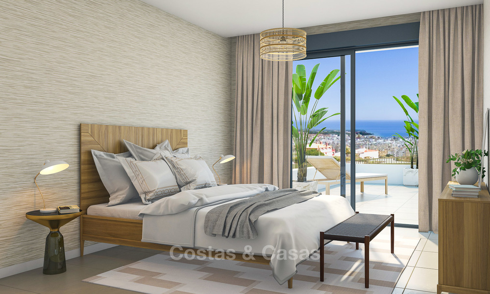 Gloednieuwe moderne luxe appartementen met zeezicht te koop, Estepona stad. Instapklaar. 9198