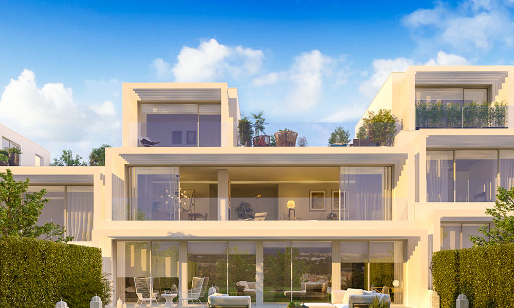 Nieuwe, moderne half vrijstaande villa's met prachtig zeezicht te koop, eerste lijn golf, Sotogrande, Costa del Sol 9948