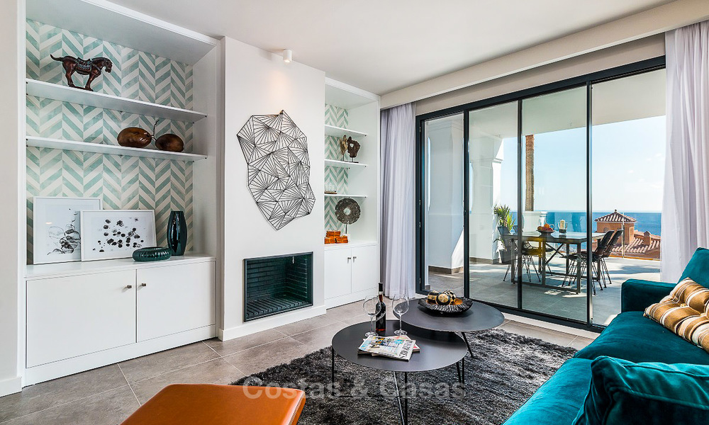Ruime, moderne luxe appartementen in een nieuw wellness resort te koop, onbelemmerd zeezicht, Manilva, Costa del Sol 10113