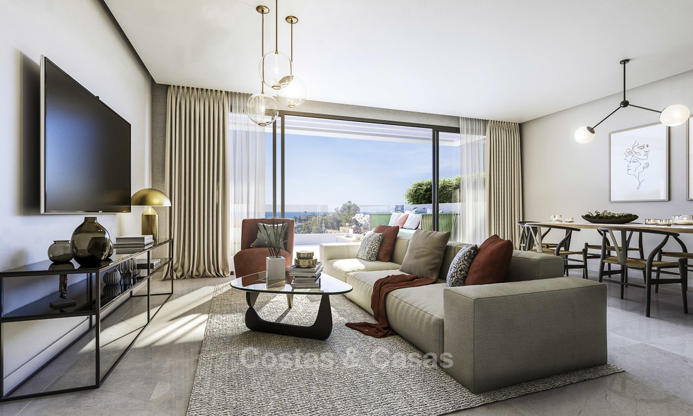 Gloednieuwe moderne luxe appartementen met prachtig zeezicht koop, eerstelijns golf positie, Marbella 11610