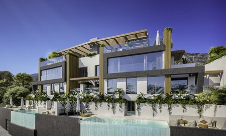 Nieuwe, moderne halfvrijstaande luxewoningen met prachtig zeezicht te koop in de Golfvallei, Benahavis, Marbella 12967
