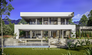 Oogstrelende nieuwe modern-hedendaagse luxe villa met zeezicht te koop in een stijlvol golfcomplex in Mijas, Costa del Sol 16351 