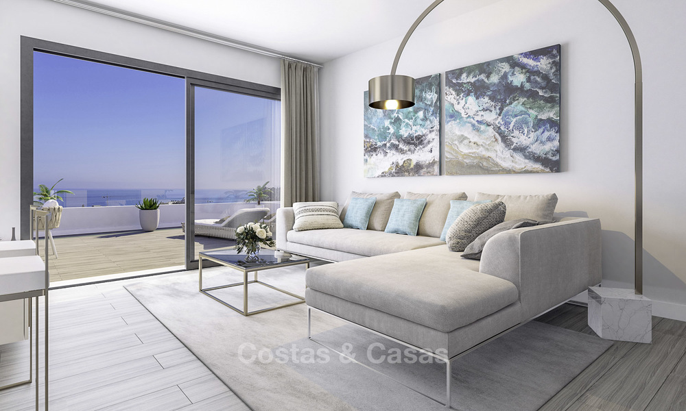 Elegante nieuwe eigentijdse appartementen en penthouses met adembenemend zeezicht te koop in Estepona 15003