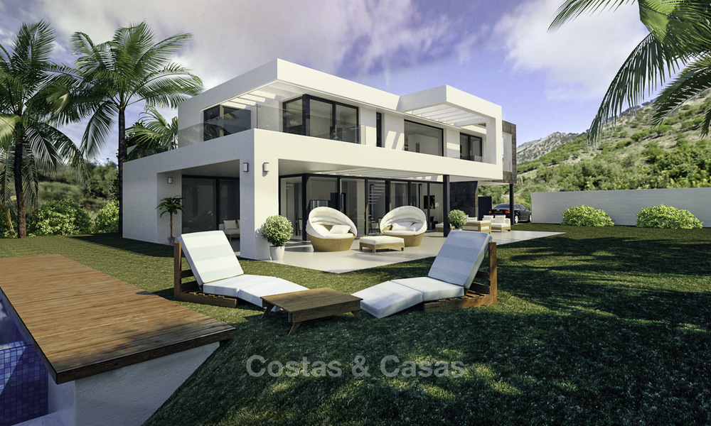 Gloednieuwe exclusieve villa's in eigentijdse stijl te koop, met prachtig uitzicht op zee en de bergen, Mijas, Costa del Sol 15217