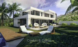 Gloednieuwe exclusieve villa's in eigentijdse stijl te koop, met prachtig uitzicht op zee en de bergen, Mijas, Costa del Sol 15217 