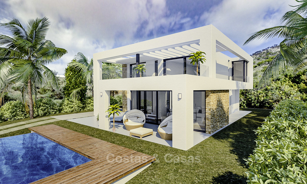 Gloednieuwe exclusieve villa's in eigentijdse stijl te koop, met prachtig uitzicht op zee en de bergen, Mijas, Costa del Sol 15226