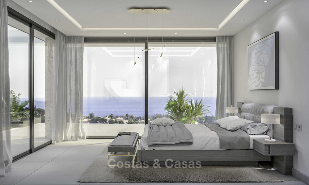 Nieuwe modern-eigentijdse luxe villa's met panoramisch zee- en bergzicht te koop in Elviria, Marbella 15230