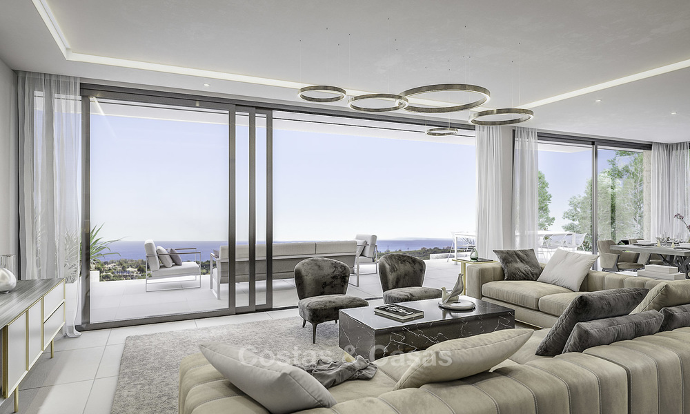 Nieuwe modern-eigentijdse luxe villa's met panoramisch zee- en bergzicht te koop in Elviria, Marbella 15234