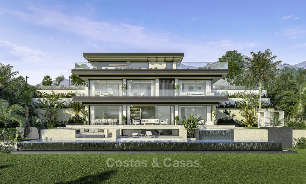 Nieuwe modern-eigentijdse luxe villa's met panoramisch zee- en bergzicht te koop in Elviria, Marbella 15240