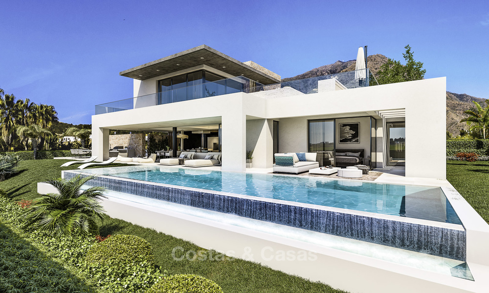 Aantrekkelijke nieuwe moderne luxe villa's met spectaculair zeezicht te koop, in een golfresort in Estepona 16695