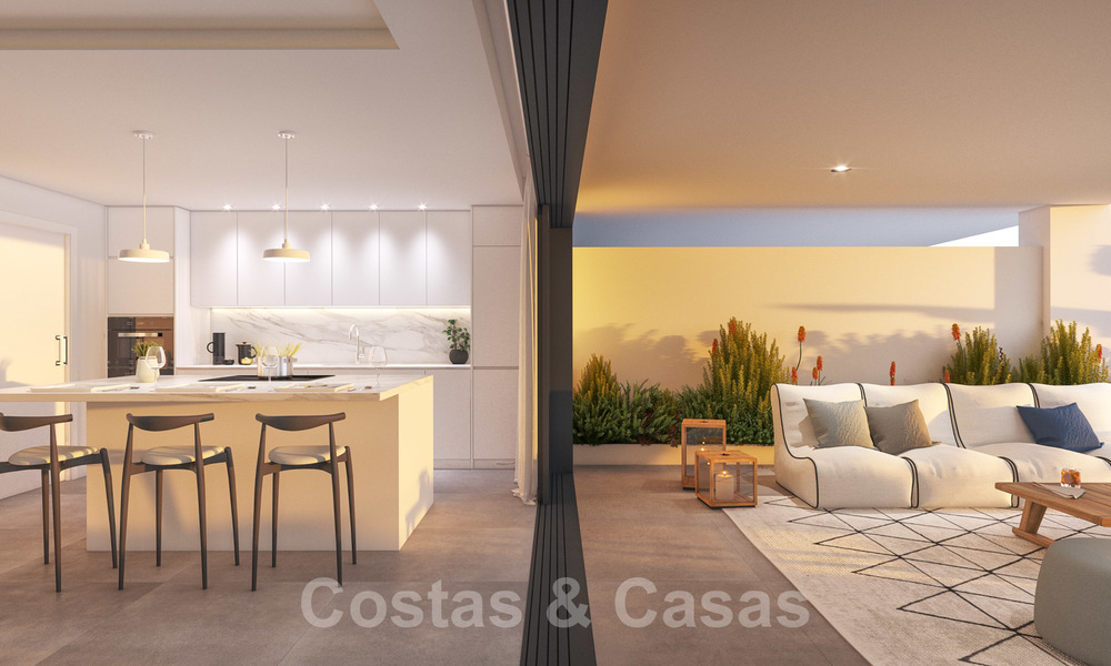 Nieuwe moderne appartementen met panoramisch berg- en zeezicht te koop in de heuvels van Estepona, dichtbij de stad 27732