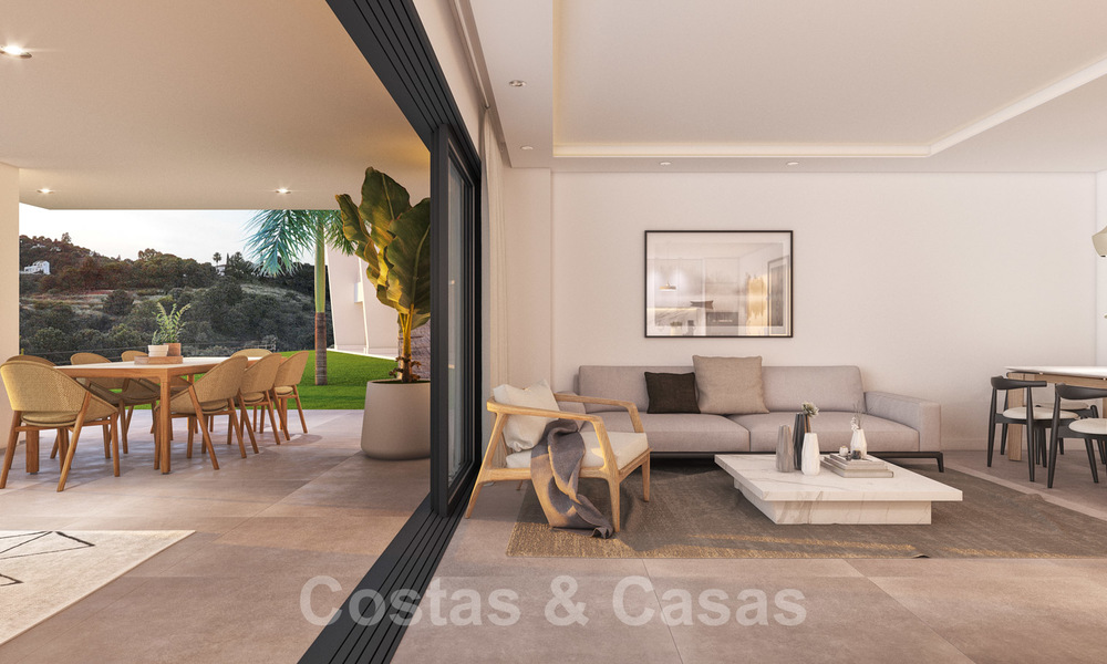 Nieuwe moderne appartementen met panoramisch berg- en zeezicht te koop in de heuvels van Estepona, dichtbij de stad 27733