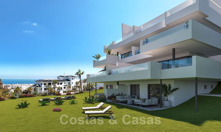 Nieuwe moderne appartementen met panoramisch berg- en zeezicht te koop in de heuvels van Estepona, dichtbij de stad 27736