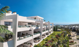 Nieuwe moderne appartementen met panoramisch berg- en zeezicht te koop in de heuvels van Estepona, dichtbij de stad 27739 