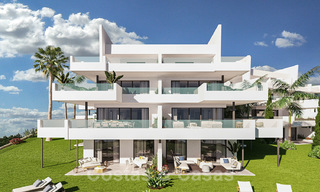 Nieuwe moderne appartementen met talrijke voorzieningen en panoramisch zeezicht te koop dichtbij de stad Estepona 27898 