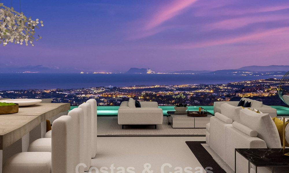 Nieuwe moderne luxevilla’s te koop met spectaculair uitzicht op de golf, het meer en de zee tot aan Afrika, in een gated golfresort in Benahavis - Marbella 35157