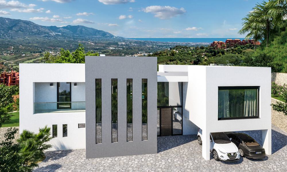 Moderne nieuwbouw villa met panoramisch berg- en zeezicht te koop in de heuvels van Marbella Oost. In opbouw. 29573