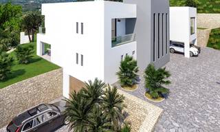 Moderne nieuwbouw villa met panoramisch berg- en zeezicht te koop in de heuvels van Marbella Oost. In opbouw. 29574 