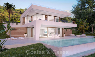 Moderne nieuwbouw villa te koop, direct aan de golfbaan met panoramisch golf-, berg- en zeezicht in Estepona 30870 