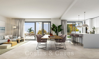 Prachtige nieuwe avant-garde design schakelvilla´s met zeezicht te koop, in een prestigieus golfresort in Mijas Costa, Costa del Sol 32650 