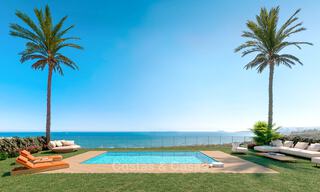 Prachtige nieuwe avant-garde design schakelvilla´s met zeezicht te koop, in een prestigieus golfresort in Mijas Costa, Costa del Sol 32664 