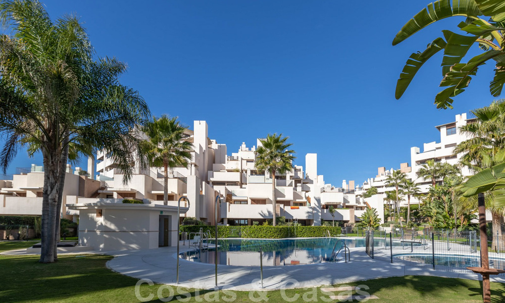 Modern penthouse appartement te koop in een eerstelijnsstrand complex met eigen zwembad en zeezicht, tussen Marbella en Estepona 33724