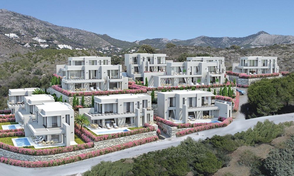 Nieuwe moderne villa's te koop, met panoramisch zee- en bergzicht in Mijas, Costa del Sol 34120