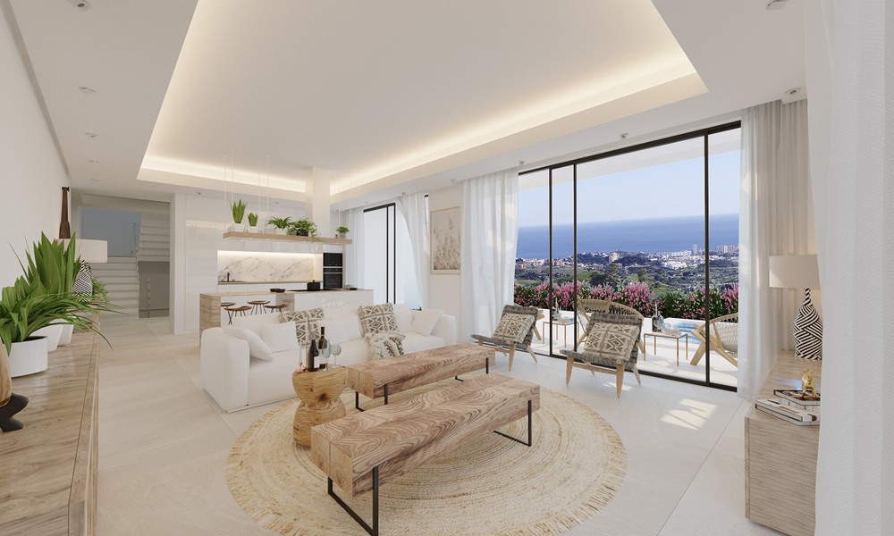 Nieuwe moderne villa's te koop, met panoramisch zee- en bergzicht in Mijas, Costa del Sol 34122